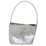 Sehuby Damen Bowknot Achseltasche PU Leder Schultertasche Handtasche Mädchen Eimer Tasche Weiblich Shopping Dating Tasche Unterarmtasche Süß