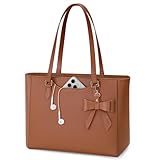 KTMOUW Handtasche Damen Groß Shopper Tasche Damen Wasserdichte Leder Tote Bag Arbeitstasche Schultertaschen Umhängetasche Henkeltasche für Business Büro Schule Dunkelbraun