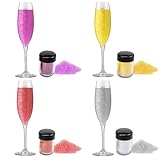 12g Essbarer Glitzer Set,Glitzer Essbar,4 Farben Glitzerpulver für Getränke,Edible Glitter for Drinks,Lebensmittel Glitzer,Glitzer für Cocktails,Liköre,Kuchen,Fondant