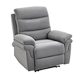 HOMCOM Relaxsessel mit Liegefunktion Verstellbares Einzelsofa 165° neigbar Liegesessel Fernsehsessel Ruhesessel für Wohnzimmer Schlafzimmer mit Leinen-Touch Hellgrau 91 x 92 x 102 cm