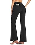 MOVE BEYOND Damen Yogahose Sporthose Bootcut Butterweiche Jogginghose Schlaghose Hohe Taille mit Taschen, Schwarz, M
