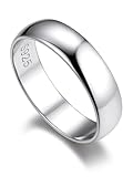 Bandmax Eheringe Silber Herren Ringe 925 Silber Ring Frauen Verlobungsring Größe 64mm Bandring 5mm breit Trauringe Partnerringe Silber Silberschmuck für Hochzeit