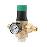 MECUTP Druckminderer Wasser 1/2 Zoll DN 15 Druckregler Wasser Mit Manometer Und Siebfilter Wiederverwendbarer Wasserdruckregler Messing Wasserdruckminderer - Einstellbereich 1 Bis 6 Bar