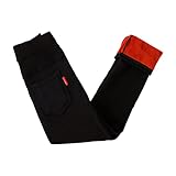 XINYUNZU Mädchen Thermohose Winterhose mit Taschen Thermo Leggings Thermopants Warme Kuschel Hose Kinder Kleidung Girls Pants Mode Hosen 2-9 Jahre Alt Schwarz 8-9 Jahre