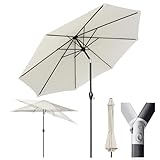 Sekey® 300 cm Sonnenschirm Marktschirm Gartenschirm Terrassenschirm Rund UV50+ Creme