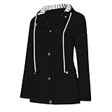 Generisch Regenjacke Damen Wasserdicht Atmungsaktiv Faltbar Regenmantel Windbreaker üBergangsjacke Softshelljacke mit Kapuze Leicht Wanderjacke Elegant Regenparka Laufjacke Herbstjacke Winterjacke