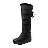 Sneakers Herren Dirndl Schuhe Damen Damen Boot Winterschuhe Overknee Damen Stiefel Plattform Warme Schnee Stiefel Wasserdicht Daunen Baumwolle Sneaker Dam DamenStiefel Bequeme GummiStiefel (Black, 39)