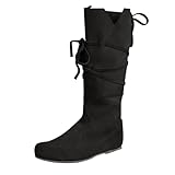 Winterstiefel für Damen, weite Passform, flacher Absatz, Outdoor, Oktoberfest, Schneeschuhe, Wandern, Biker, Reiten, Sneaker, Schwarz , 41.5 EU