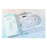 EARSHOT Zeichenwerkzeuge Kompass-Set, Mathematik-Set, Testdesign Zeichenwerkzeug 3-teiliges Büro-Schreibwaren-Kompass-Indexer (grün, blau, rosa) Kompass- und Winkelmesser-Set (Farbe: A)