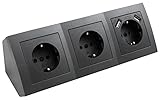 MC POWER Steckdosenblock Unterbausteckdosen | FLAIR | Ecksteckdose Steckdosenleiste 3-fach + 2x USB, 230V~/16A, Aufbau, anthrazit, matt