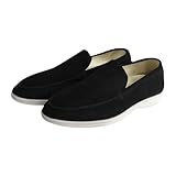 Herren Wildleder Loafers Slip-On Schuhe Weiche Mokassin Stil Casual Flats Leichte Bequeme Walkingschuhe Klassische Fahrschuhe für den täglichen Pendeln, Büro und Wochenende tragen, Bk1, 44 EU
