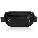 GlasFlength Flache Bauchtasche mit RFID Blocker, Diebstahlsicher Geldgürtel für Damen und Herren wasserdichte Tasche für Reisepass Diebstahlsichere Gürteltasche für Reise Sport (Schwarz)