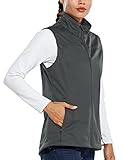 BALEAF Damen Leichte Weste Softshell Ärmellos Jacke Winddicht Stehkragen mit Reißverschlusstaschen Laufen Wandern Golf Grau M