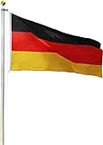 Aluminium Fahnenmast inkl. Deutschland Fahne + Bodenhülse + Zugseil - in verschiedenen Höhen wählbar Farbe Germany Größe 8.00 Meter