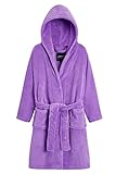 CityComfort Bademantel Kinder, Fleece Morgenmantel Teenager Mädchen für Schwimmbad Sauna Pool, Flauschig Hausanzug Rosa Lila, Geschenke für Kinder (Lila, 7/8 Jahre)