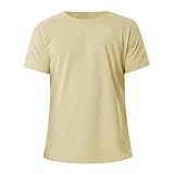 Frühlings- und Sommer-neues beiläufiges festes Herren-Rundhals-Langarm-T-Shirt Slim Fit Jugend-T-Shirt Digital Uhr Armband Schwarz (Yellow, M)