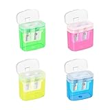 4 Stück Anspitzer Bleistift，Doppelloch-Bleistiftspitzer，Metall Bunt Manueller Bleistiftspitzer，Spitzer für Schule Büro