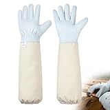 Moontay Imkerhandschuhe aus Ziegenleder, Atmungsaktive Canvas Imkerhandschuhe Stichfest, Geeignet für Männer und Frauen Imkerei Zubehör, Imkerhandschuhe Leder für die Gartenarbeit (L)