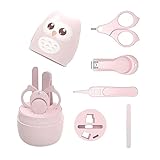 PandaEar Babynagel-Maniküre-Pediküre-Pflegeset (4er Pack) | Nagelknipser, Schere, Feile, Pinzette | Neugeborene, Säuglinge, Kleinkinder | Ab 1 Monat (Pink)