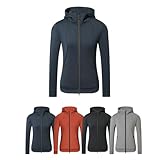 Covalliero - Damen Hoodyjacke – Zipper Hoodie aus Polyester & Spandex – Kapuzenjacke mit 2-Wege-Reißverschluss – Übergangsjacke mit 2 Taschen – Reitjacke – Dark Navy – Größe M