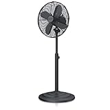 Brandson - Standventilator mit Oszillation 80° - mobiler Lüfter - höhenverstellbarer Standfuß - 3 Geschwindigkeiten - 30° neigbar - Ventilator Standlüfter - GS-zertifiziert - Black Series