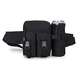 Favuit Bauchtasche mit Flaschenhalter für Damen und Herren, Klein Taktisch Hüfttasche Gürteltasche Sport Bum Hip Bag Männer Frauen Waist Fanny Pack für Laufen Camping Reisen Wandern (Erweitert)