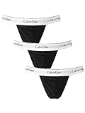 Calvin Klein Herren 3er Pack Strings Baumwolle mit Stretch, Schwarz (Black, Black, Black), L