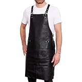 REDSALT® Premium Lederschürze 100% Rindsleder 84x62cm Crossback schwarz | Profi BBQ Grillschürze | Arbeitsschürze Küche Gastronomie Bar Barista | Kochschürze Küchenschürze Schürze Geschenke für Männer