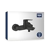 GROHE Start - Badewannenarmatur (Duscharmatur für Badewanne, Auto-Umstellung Wanne/Brause, integriertes Rücklaufventil, Metallhebel, S-Anschlüsse, Mischbatterie für das Bad), schwarz, 322782432