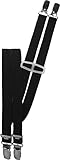 Harrys-Collection Damen Herren Hosenträger mit 4 Clips in 18 mm Breite extra schmal, Farben:schwarz