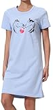 In One Clothing - Mädchen Nachthemd mit kurzem Arm, weicher Singley Jersey aus 100% Baumwolle, mit Pferde Motiven - Verliebte Pferde, in der Farbe hellblau - Grösse 128