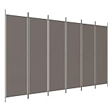 vidaXL Paravent 6-TLG. Raumtrenner Raumteiler Trennwand Umkleide Sichtschutz Spanische Wand Wohnzimmer Schlafzimmer Anthrazit 300x200cm Stoff