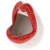 Lurrose Keramik Aschenbecher Großer Mund Kreativ Rot Feuerfest Geruchlos Dekorativer Zigarren und Zigarettenaschenbecher für Zuhause Büro