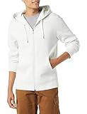 Amazon Essentials Herren Fleece-Kapuzenpulli mit durchgehendem Reißverschluss (erhältlich in den Größen Big & Tall), Weiß, L
