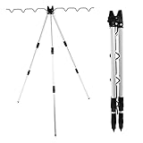 Cyrank Angelrute Stützständer, Rutenständer, Rutenhalter, Angelrutenhalter, Tragbare Angelrute Stativ Halterung, Dreibein-Stativ Für Angelruten Mit Teleskopbeinen, Rutenständer Angeln 56cm, Rod Pod