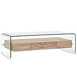 Rantry Couchtisch Wohnzimmertisch Sofatisch Beistelltisch Teetisch Glastisch Kaffeetisch Tisch für Schlafzimmer Wohnzimmer Transparent 98×45×31 cm Hartglas