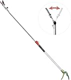 GARTOL Astschere, Teleskop-Schneidgiraffe, 1.1-1.6 M Länge, teleskopisch, leicht und stark, Obstpflücker mit drehbarem Klingenkopf, Stahlklinge, Aluminiumstiel, ausziehbarer Griff（Silber）