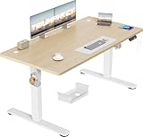 TRIUMPHKEY Schreibtisch Höhenverstellbar Elektrisch 140x70 cm mit USB Ladeanschluss, 3 Memory-Steuerung Höhenverstellbarer Schreibtisch groß Anti-Kollision-System Stehpult Computertisch