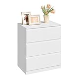 WOLTU Kommode weiß mit 3 Schubladen, Sideboard für Wohnzimmer Schlafzimmer Flur, Moderner Schubladenschrank, 60 x 70 x 40 cm, KMD005ws