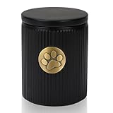 DiDiBirDi Hundeurne,Haustier Urne für Asche 15kg,Tierurnen für Hunde,Gedenkurne für Hunde mit Pfotenabdruck-Metallplatte,Keramik Katzen Einäscherung Schwarz Katze Urnen für Asche