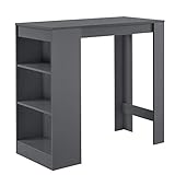 [en.casa] Bartisch Kouvola 110 x 50 x 103 cm mit integrierter 3-Fächern-Hausbar Stehtisch Bartheke Küchentresen Bistrotisch Dunkelgrau
