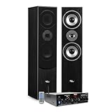 Evidence Acoustics Standlautsprecher HiFi/Heimkino EA700-BK – 1000 W PMPO + Stereoverstärker 2 x 50 W – USB MP3 SD Bluetooth – FM