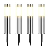 Heinstian Warmweiß Solarlampen für Außen Edelstahl Solarleuchten Garten mit Schalter ein/ausIP65 Wasserdicht LED Gartenleuchten für Terrasse, Rasen, Garten, Wege, boden (4 Stück)