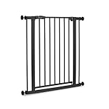 hauck Open N Stop 2, Schwarz – Schutzgitter Treppe und Tür 75–80 cm – Kindersicheres Absperrgitter ohne Bohren – Manuelle 1 Hand Öffnung – nur für Innen
