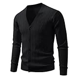 Strickjacken Herren V Neck Jacquard Strickpulli Mit Knöpfen Reine Farbe Feinstrick Cardigan Regular Fit Strickcardigan Herbst Und Winter Warmer Winterjacke Ggestrickt Übergangsjacken
