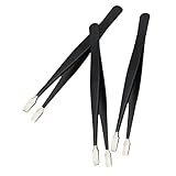 Mipcase 3 Stück Pinzette für Präzisionsarbeiten Stempelzange Zupfer Basteln Stempel Pinzette Wimper Sammlerwerkzeuge für Briefmarken Foto Pinzette Rostfreier Stahl Black