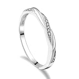 GULICX Silber Damen Ring, 925 Sterling Silber Hochzeitsringe Eheringe Verlobungsring Trauringe mit Weiß Zirkonia, Kreuz Liebesknoten Partnerring Größe 49-65, Kommt mit Geschenkbox