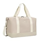 ECOHUB 30L Reisetasche Handgepäck Groß, für Easyjet Handgepäck 45x36x20, Faltbare Handgepäck Tasche für Flugzeug, Sporttasche mit Abnehmbar Nass-Tasche, Weekender Damen Herren(Beige)