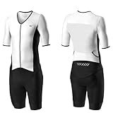 Lo.gas Herren Pro Trisuit Kurzarm Triathlonanzug für Ironman-Rennen und Triathlon-Wettkämpfe - Hochwertiger Triathlon-Anzug für Herren Weiß XL