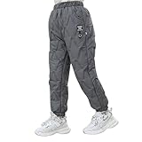 Generisch Hochwertige Schneehose für Jungen, gefüttert mit warmem Fleece, ideal für Winteraktivitäten, robuste Outfits, modische Winterkleidung für Kinder (Grey, 6-7 Years)
